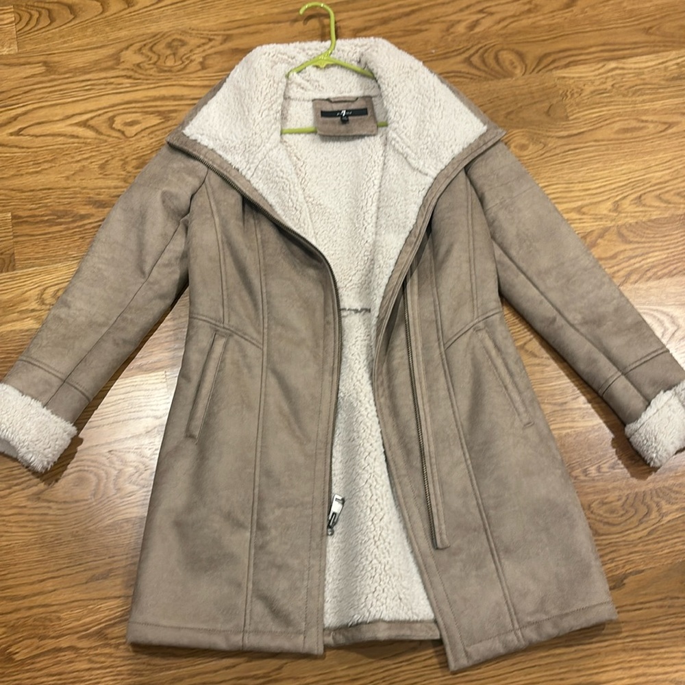 Sherpa lined faux suede jacket
